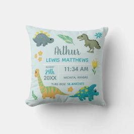 Cojín Decorativo Niños Cute Blue Dinosaur Nacimientos Estadísticas