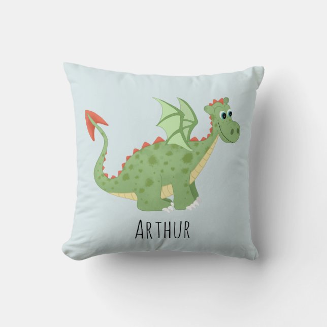 Cojín Decorativo Niños Cute Green Magical Dragon Kids (Anverso)