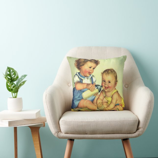 Cojín Decorativo Niños de la época, niños felices y felices sonrien (Silla)