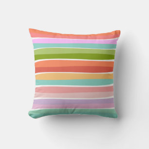 Cojín Decorativo Niños de rayas vibrantes de verano