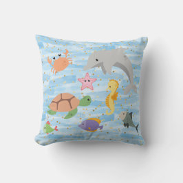 Cojín Decorativo Niños divertidos lindos animales marinos estrella