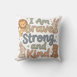 Cojín Decorativo Niños Dulces Frase de Aliento Valiente Fuerte Amab