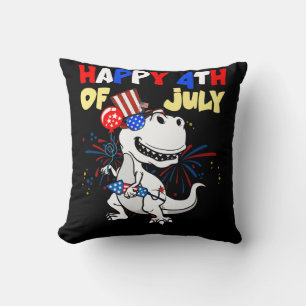 Cojín Decorativo Niños Felices 4 De Julio T Rex Dino Dinosaurio Beb