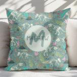 Cojín Decorativo Niños Guay Dinosaurio Fossil Patrón Monograma Niño<br><div class="desc">Este diseño de almohadas fresco y personalizado presenta un patrón fósil de dinosaurios azul y verde, con plantas Jurásicas, huesos de esqueleto de Dino y otros ilustraciones arqueológicos. También hay espacio para que añadas el nombre y el monograma de los niños en tipografía caprichosa. El regalo perfecto para cualquier tipo...</div>