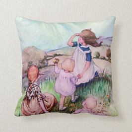 Cojín Decorativo Niños lindos del vintage en el Sun