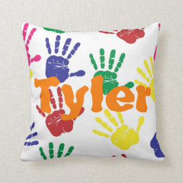 Cojín Decorativo Niños multicolores del handprint personalizados