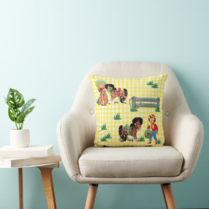 Cojín Decorativo Niños Vaqueros Con Caballos Regalo De Bebé Occiden