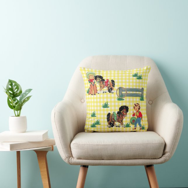 Cojín Decorativo Niños Vaqueros Con Caballos Regalo De Bebé Occiden (Silla)