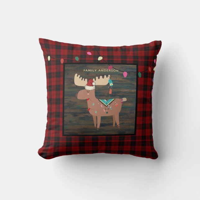 Cojín Decorativo Niños Xmas Personalizadas MOOSE Buffalo Tapado (Anverso)