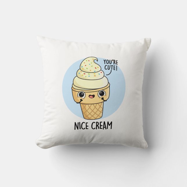 Cojín Decorativo Niza Crema Graciosa Ice Cream Pun (Anverso)
