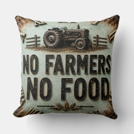 Cojín Decorativo No Farmers No Food Rustic Farmhouse Tractor 