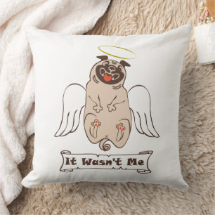 Cojín Decorativo No fue una cita graciosa de ángel pug de mí