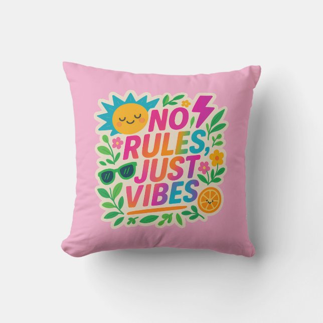 Cojín Decorativo No hay reglas sólo vibraciones - Neon Gradient Kaw (Anverso)