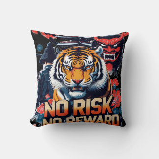 Cojín Decorativo No hay riesgo de recompensa - Tigre de Samurai