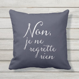 Cojín Decorativo No, letras francesas de la canción del Ne Regrette