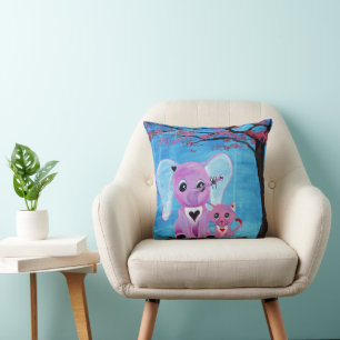 Cojín Decorativo No Me Olvides Elefante Lindo Gato Flor de Cerezo A