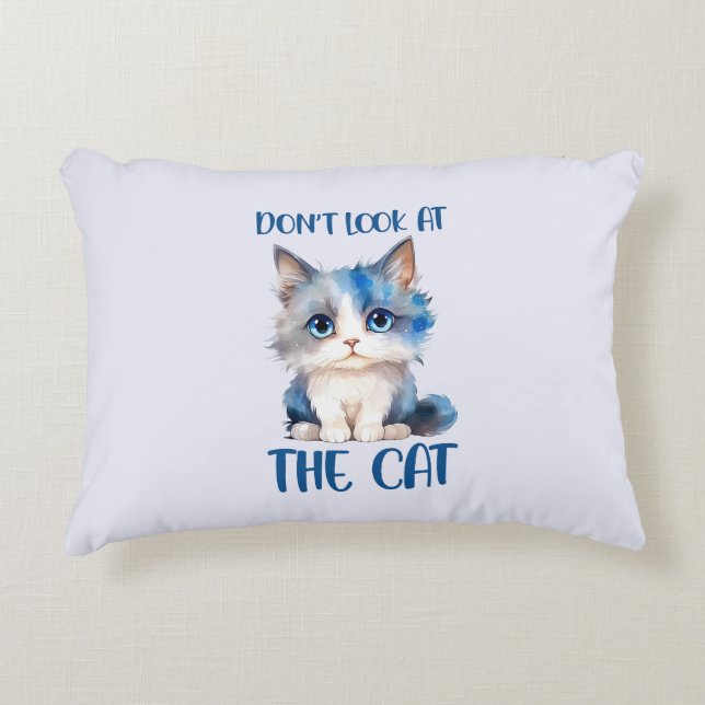 Cojín Decorativo No mires al gato - Adorable gatito azul (Anverso)