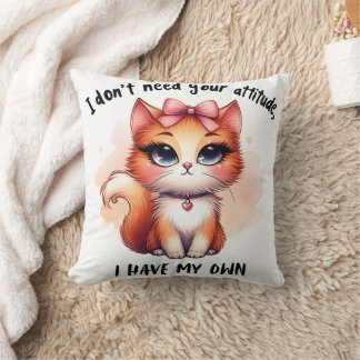 Cojín Decorativo No Necesito Tu Actitud Regalo Divertido Para Amant
