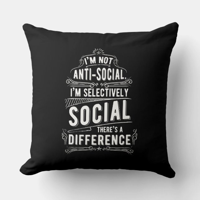 Cojín Decorativo No soy antisocial (Anverso)