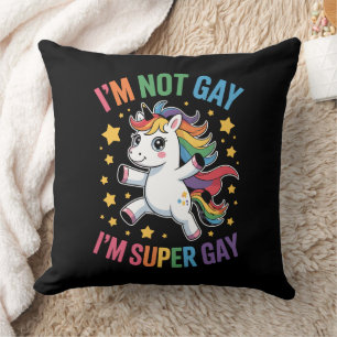 Cojín Decorativo No soy gay soy súper gay unicornio Orgullo LGBTQ A