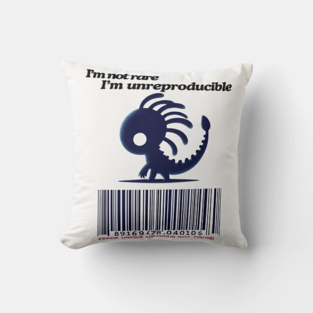 Cojín Decorativo No soy raro, no soy reproducible (Anverso)