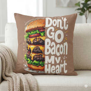 Cojín Decorativo No te vayas Tocino a mi Corazón Chiste Divertido d