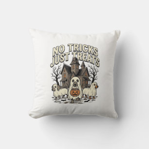 Cojín Decorativo No Trucos Solo Trucos Halloween Dachshund Fantasma