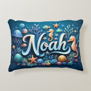 Cojín Decorativo Noah Name Ocean Theme Decorant Sea Life