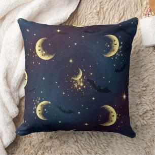 Cojín Decorativo Noche Celestial de Halloween con Bokeh - Luna Míst
