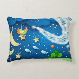 Cojín Decorativo Noche con música y pájaros