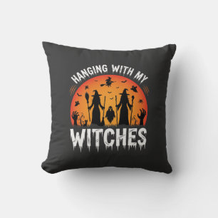 Cojín Decorativo Noche de Brujas Colgando Con Mis Brujas Luna Vinta