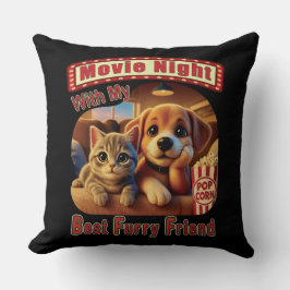 Cojín Decorativo Noche de Cine - Mejor Amigo Peludo - Gato y Perro 