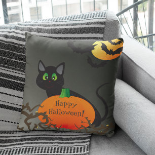 Cojín Decorativo Noche de Halloween para gatos fantasmales
