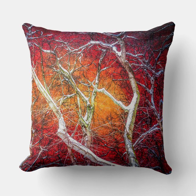 Cojín Decorativo Noche de invierno rojo (Anverso)