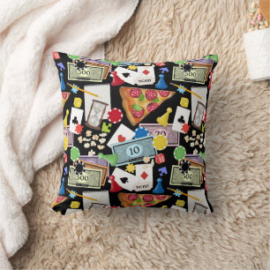 Cojín Decorativo Noche de Juegos Juegos de Mesa Snacks Fiesta