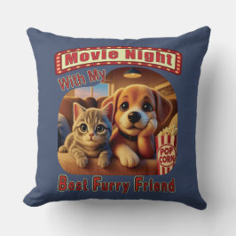 Cojín Decorativo Noche de la película - Mejor Amigo del Furry - Gat
