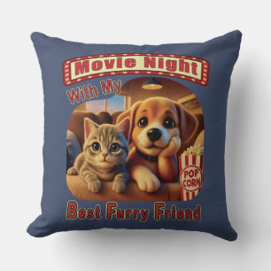 Cojín Decorativo Noche de la película - Mejor Amigo del Furry - Gat