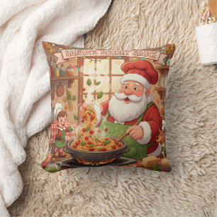 Cojín Decorativo Noche de Pasta Personalizada con Santa Chef