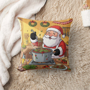 Cojín Decorativo Noche de Pasta Personalizada con Santa Chef