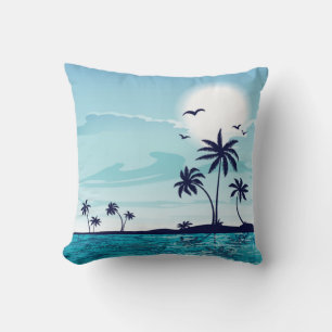 Cojín Decorativo Noche de playa con pájaros de la luna Nube oceánic