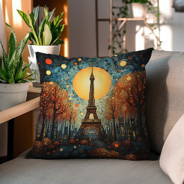 Cojín Decorativo Noche En París Pintura De Mediados Del Siglo