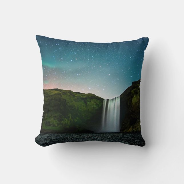 Cojín Decorativo Noche en Skógafoss (Anverso)