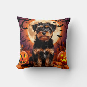 Cojín Decorativo 🐶🎃 Noche Espeluznante de Halloween con Cachorro