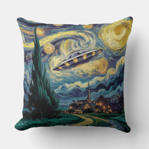 Cojín Decorativo Noche estrellada y OVNI