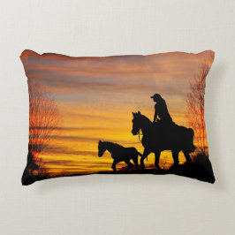 Cojín Decorativo Noche niña Sunset Caballo de Caballo Accent Pillow
