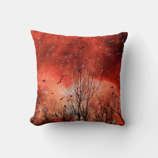 Cojín Decorativo Noche roja estrellada (Anverso)