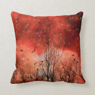 Cojín Decorativo Noche roja estrellada