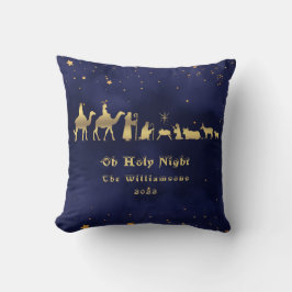 Cojín Decorativo Noche Santa de Oro Navidad Personalizada 