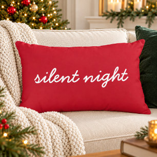 Cojín Decorativo Noche Silenciosa Navidad Cotización Festiva Roja M