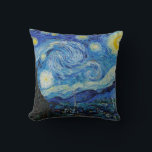 Cojín Decorativo Noche Van Gogh Starry. Arte en el cielo del impres<br><div class="desc">Van Gogh "La noche estrellada" lanza almohada. El cielo del impresionismo azul y el arte de las estrellas.</div>